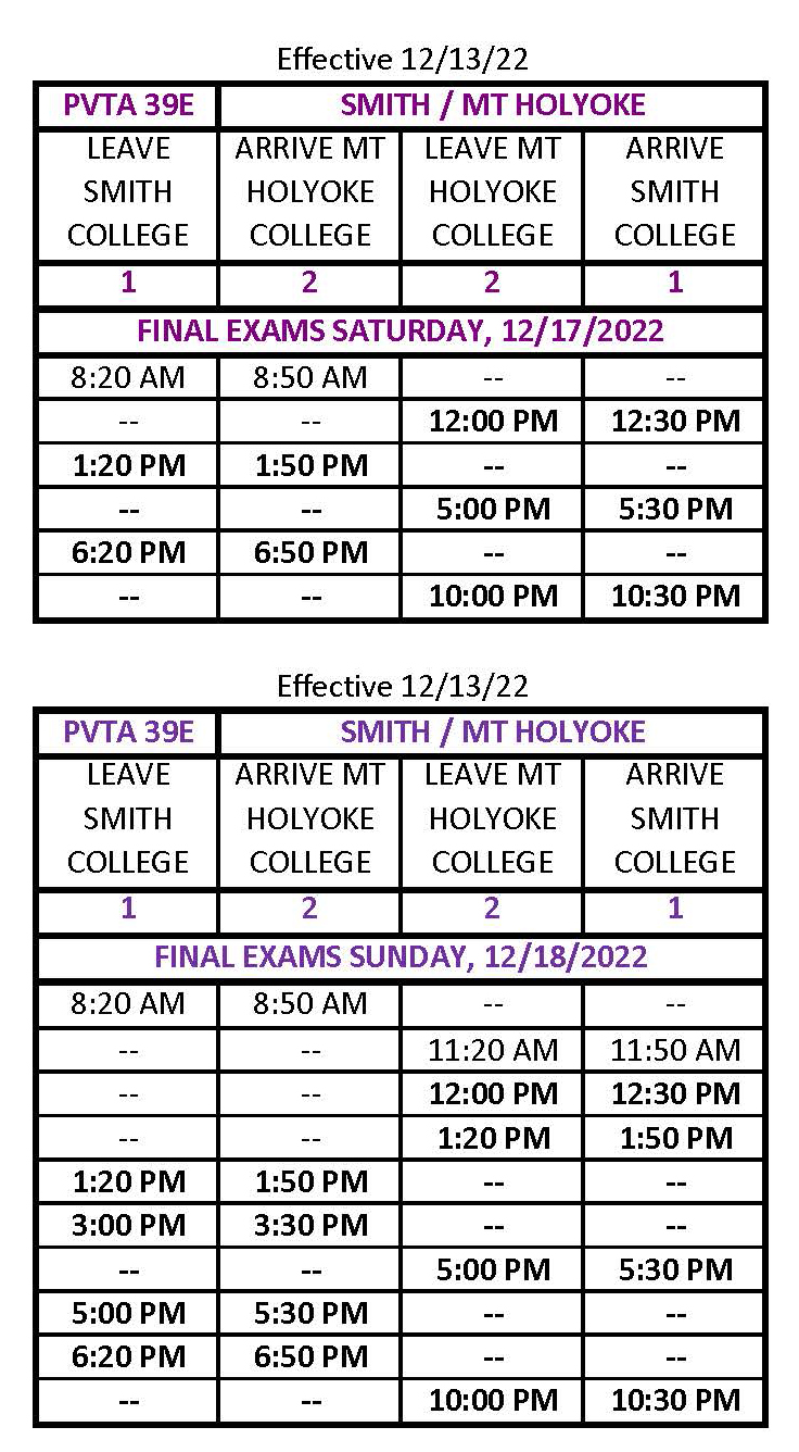 39E fall finals weekend schedule