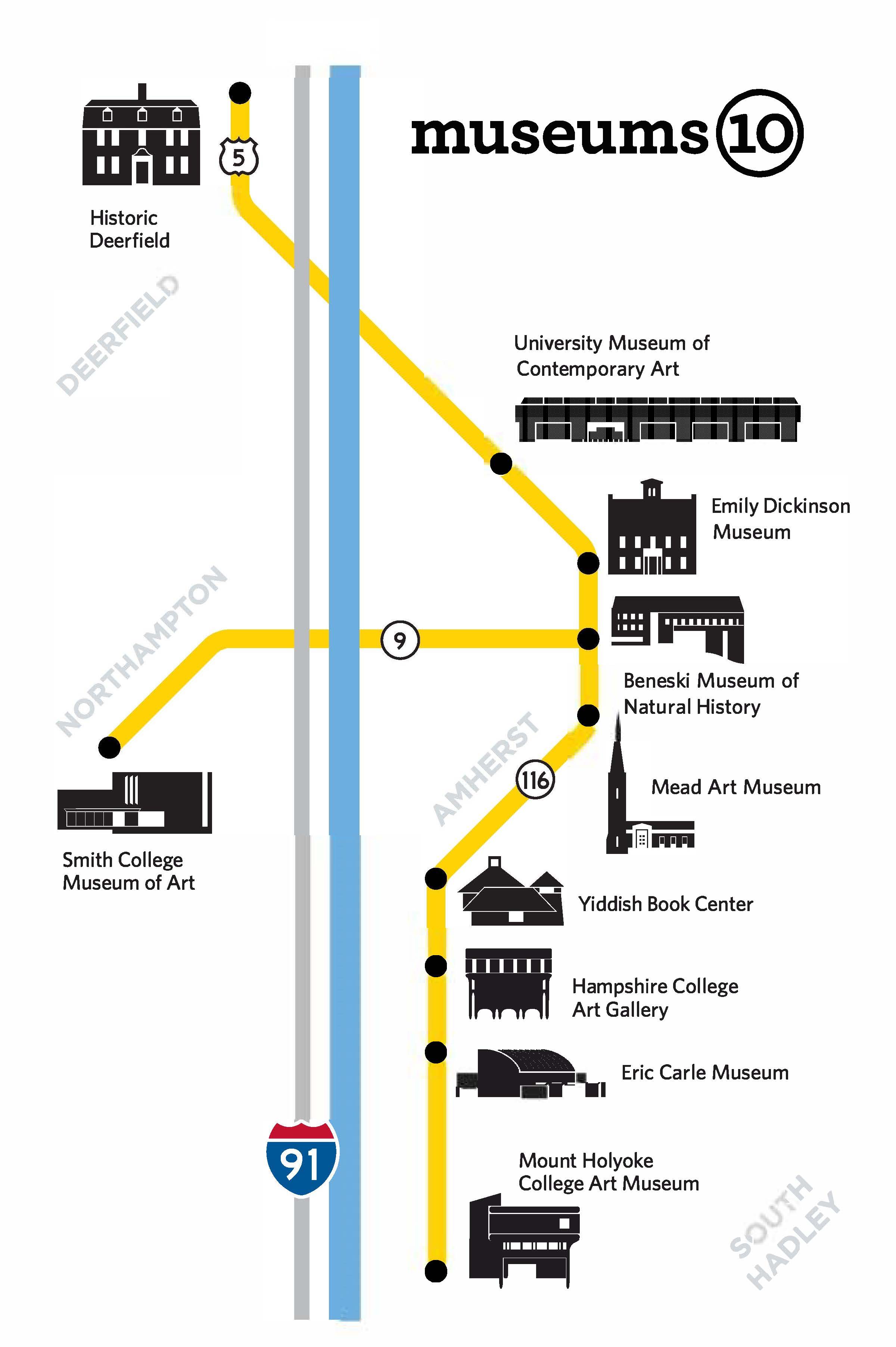 map showing the museums