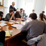 Students in an Amherst College classroom. 