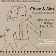 ID: A poster with a pen drawing of two people. Text on the right side announces event. 