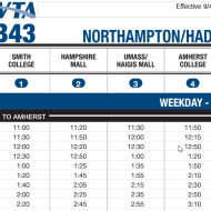 Screen shot of bus schedule