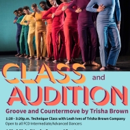 A spectrum of dancers costumed in red orange yellow green blue... stand in a line
