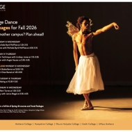 travel package poster with an dancer in a white skirt with angel wings reaches out